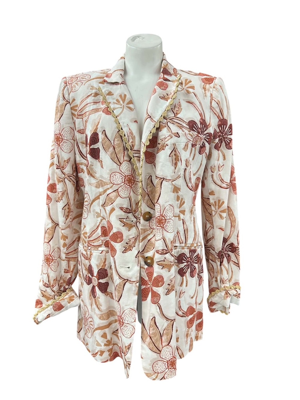 Sam Edelman NWT Cream Blazer with Rust & Brown Floral Print Size L
